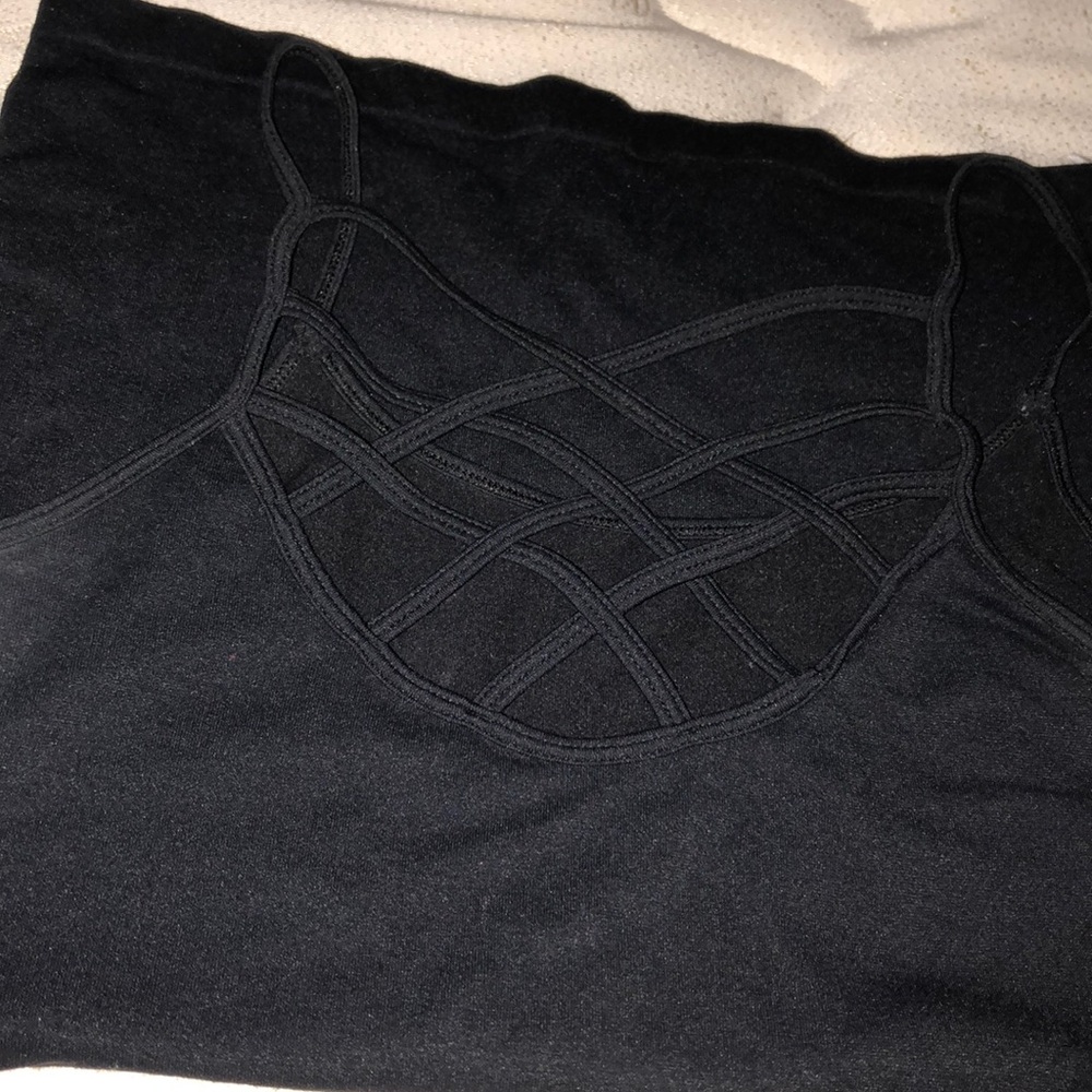 Black cami crossed tank top